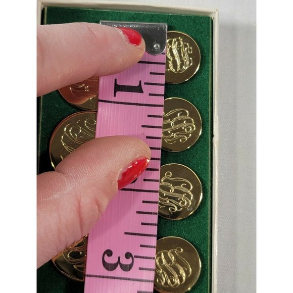 NEW Set of 7 Buttons Gold Engraved‎ KBT Initials Letters Metal - Picture 6 of 6